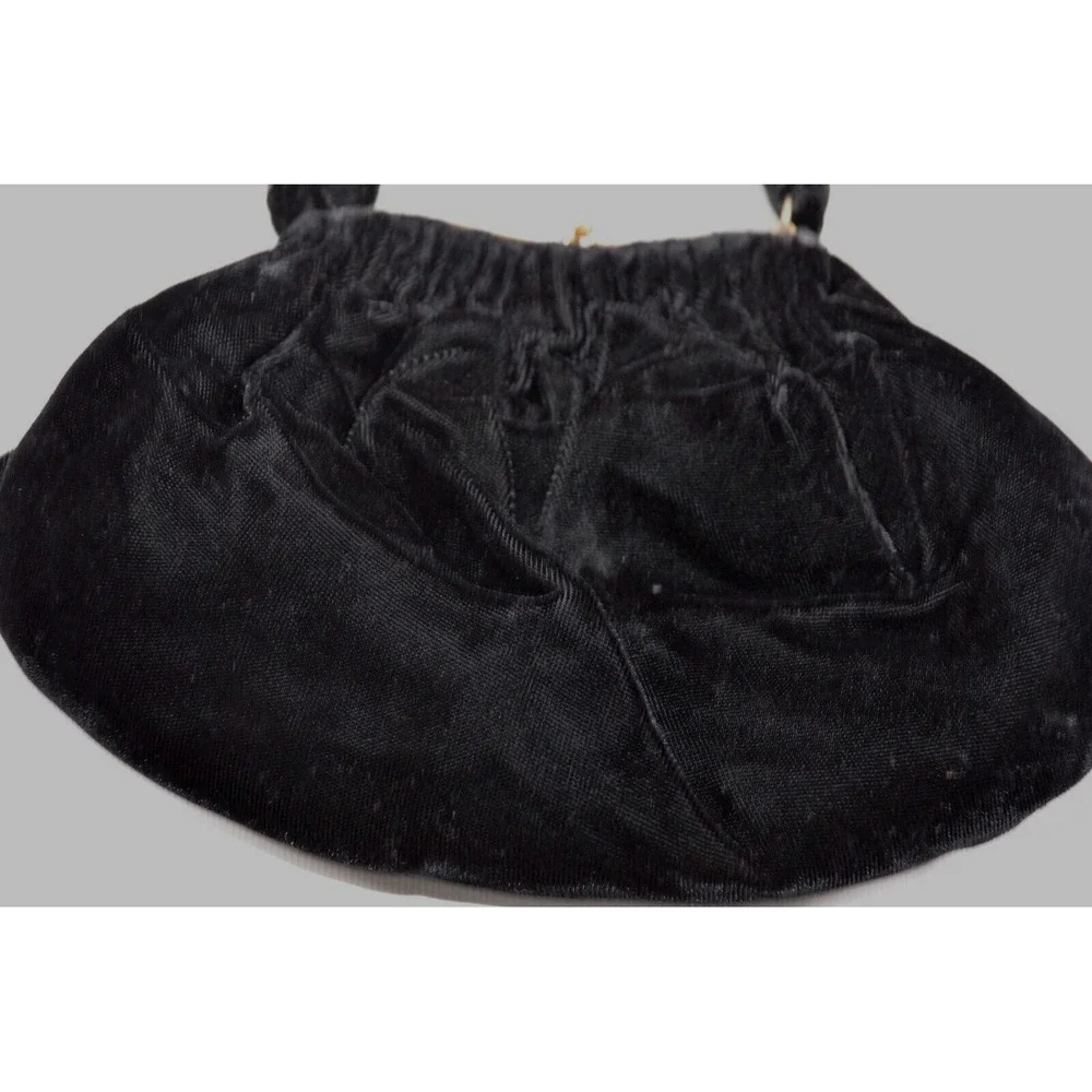Vtg Claire Black Velvet Evening Bag Beggars Purse Kiss Lock Goldtone Hardware‎